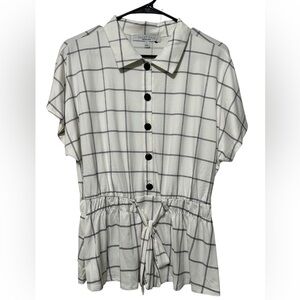 sweet rain, blouse, large black-and-white